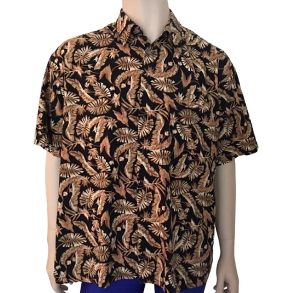 CAMPIA 100% Hawaiian Shirt Tropical Palm Leaves Aloha Short Sleeve NWOT - Picture 3 of 6